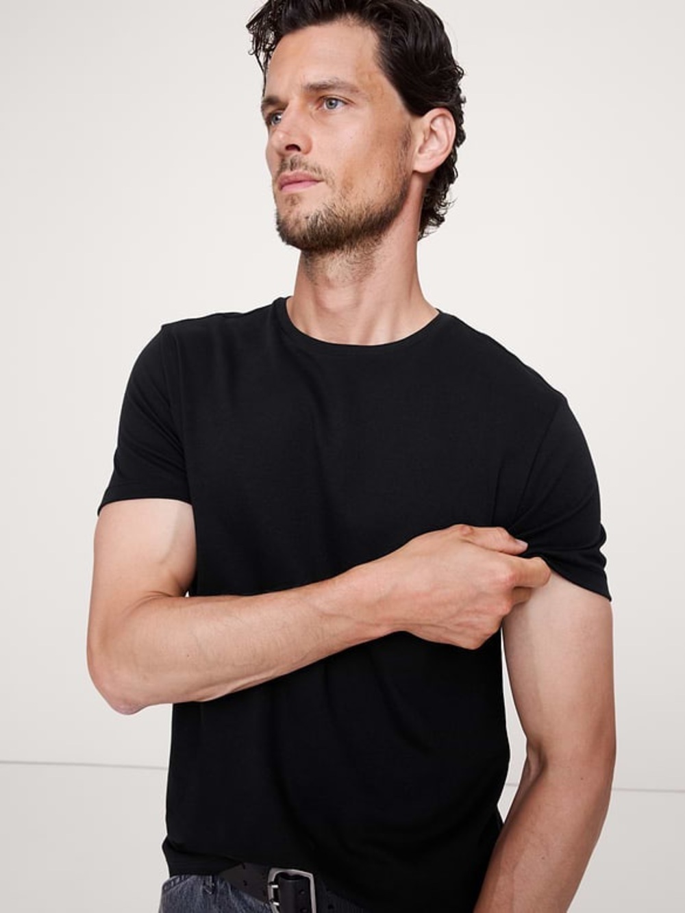 Banana Republic Luxe Touch Short Sleeve T-Shirt Size L Black